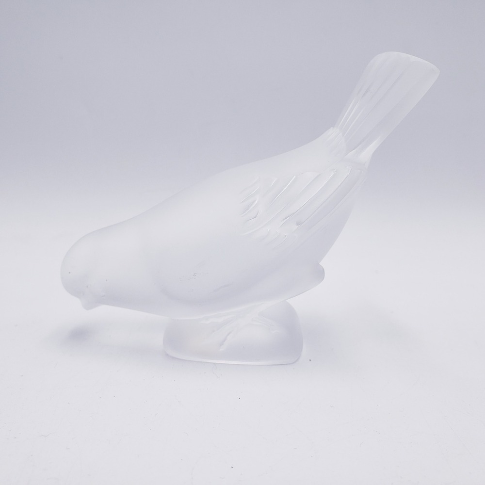Lalique Frosted Crystal Bird Sculpture - White
